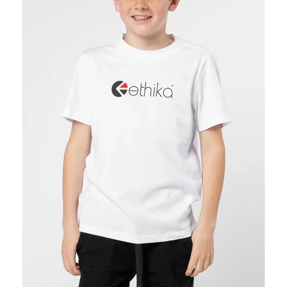 Ethika T-Shirt Boys Large White Excellent Logo Graphic Streetwear Cotton Tee